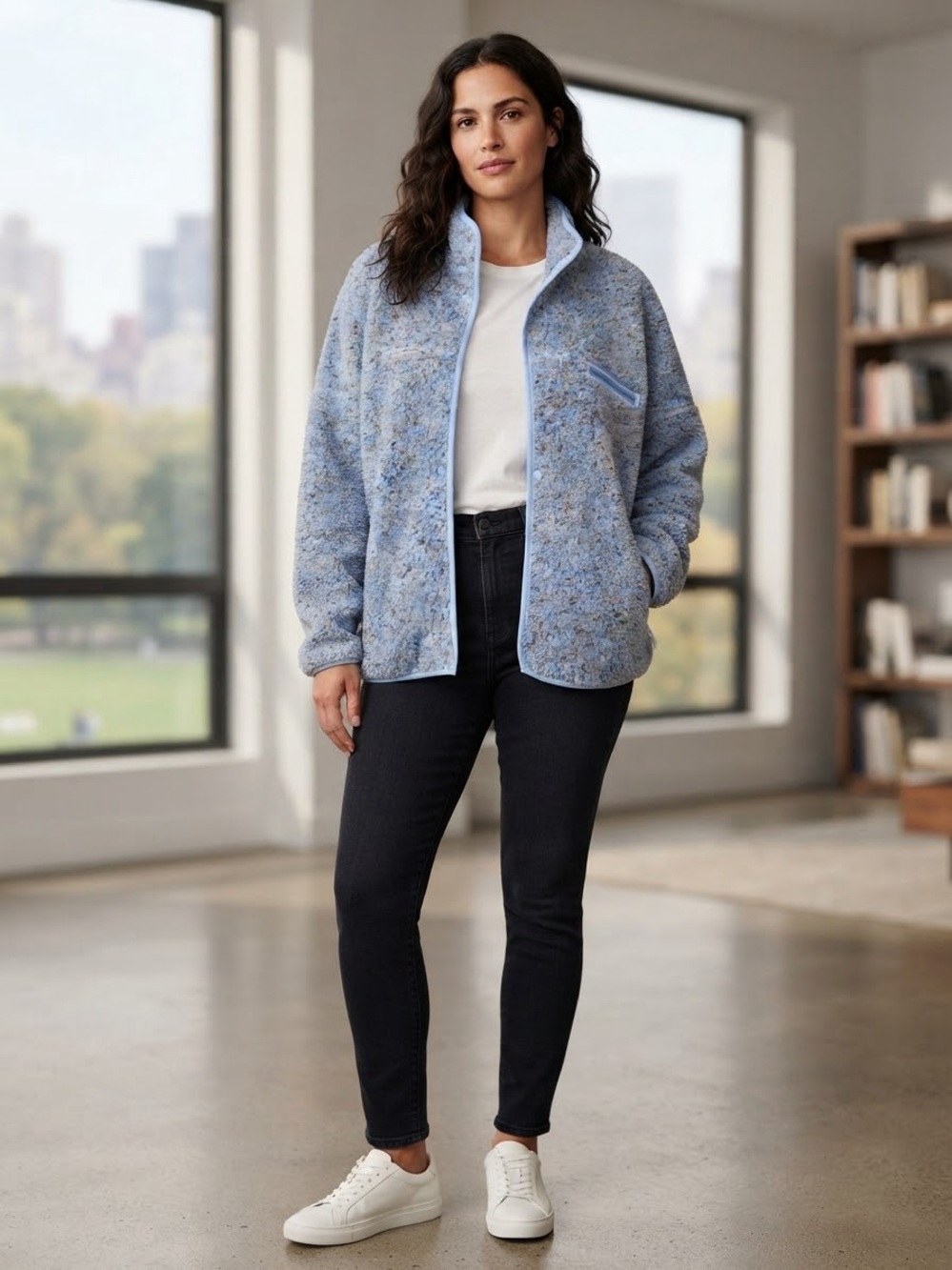 OFFLINE by Aerie NWT Speckled Periwinkle Sherpa Fleece Jacket Size XXL